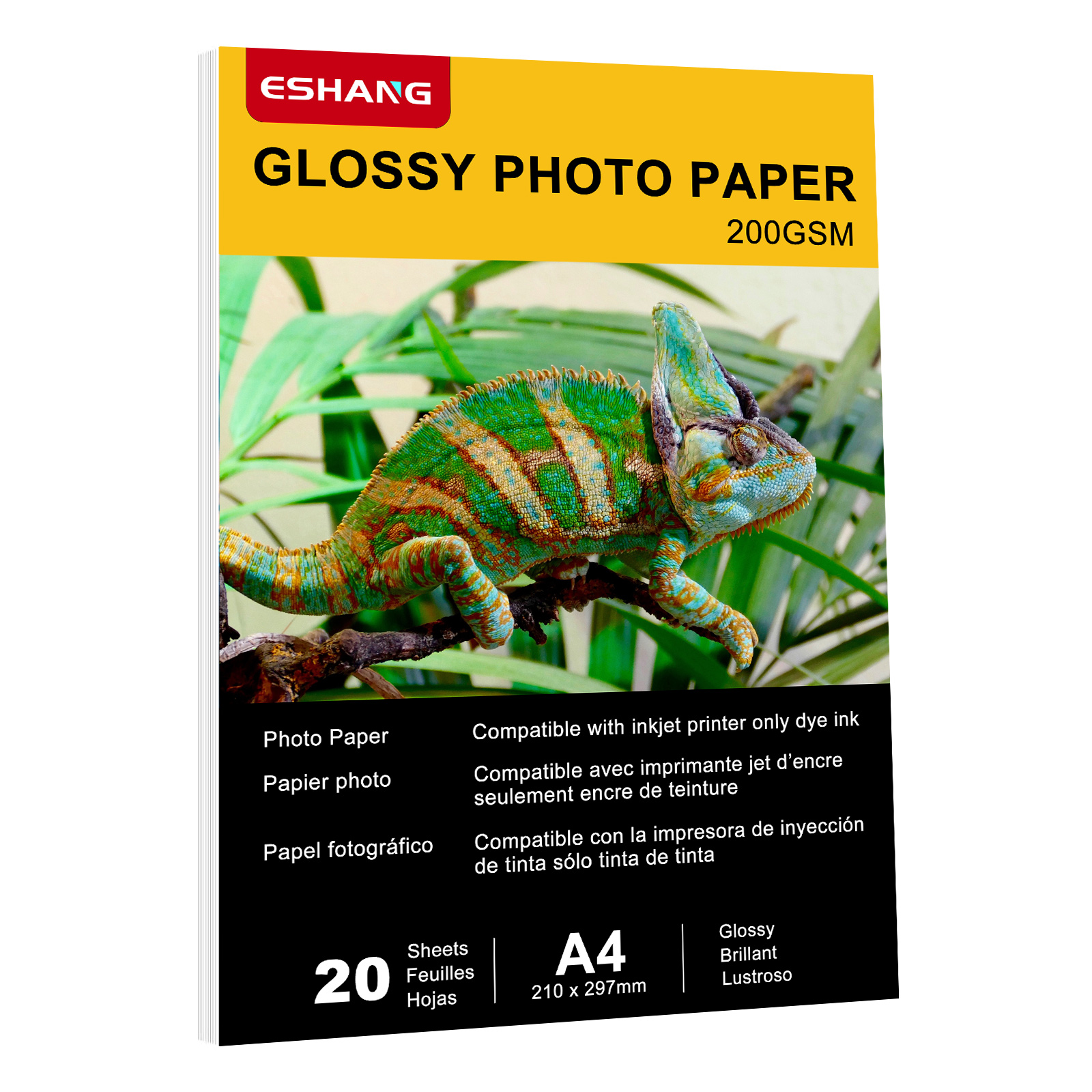 Papel fotográfico brillante ESHANG para impresora de inyección de tinta 3.5X5 4X6 5X7 A4