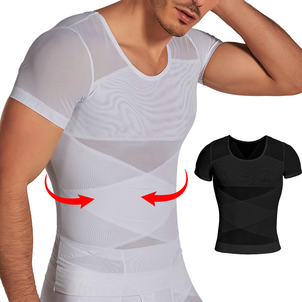 Homens malha corpo shaper camisa perda de peso shapewear tanque superior abdômen emagrecimento barriga compressão camisas treino cintura trainer