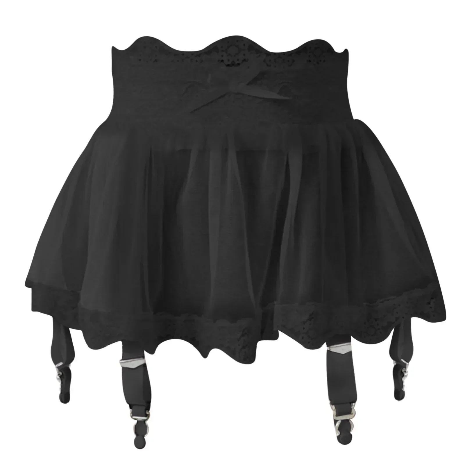 Robe courte en dentelle taille haute pour femme, mini jupe sexy, ceinture de jarretelles, robe réglable avec bas de lingerie pour femme à quatre boutonnage