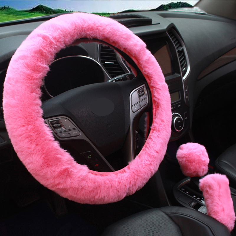 3 ชิ้น/เซ็ตฤดูหนาวรถกระต่ายผมพวงมาลัย Handbrake WARM FUR กรณีเกียร์ LEVER อุปกรณ์เสริมแฟชั่น Auto ภายใน