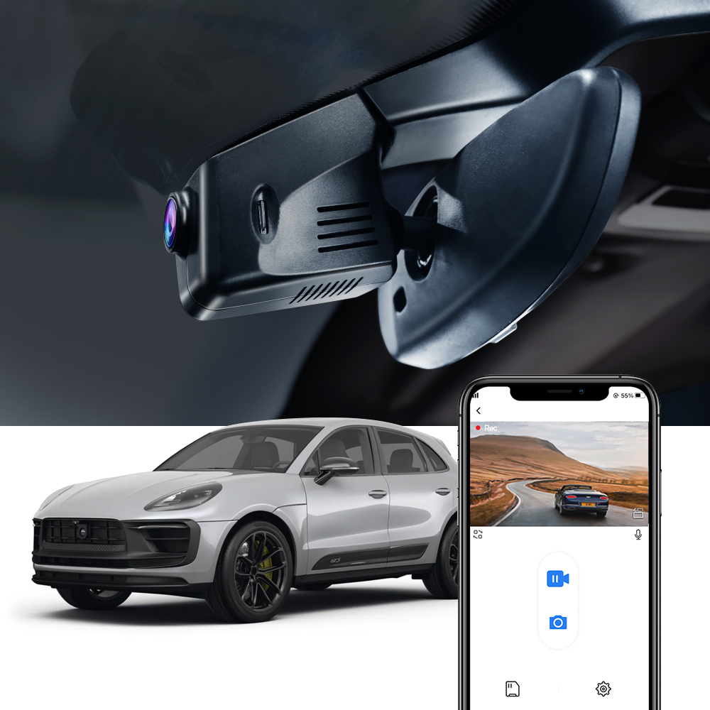 Fitcamx 4K Dash Cam per Porsche Cayenne/Macan/911/Taycan/Panamera/718 Boxster e Cayman, telecamera Dashcam per auto wireless con Wifi