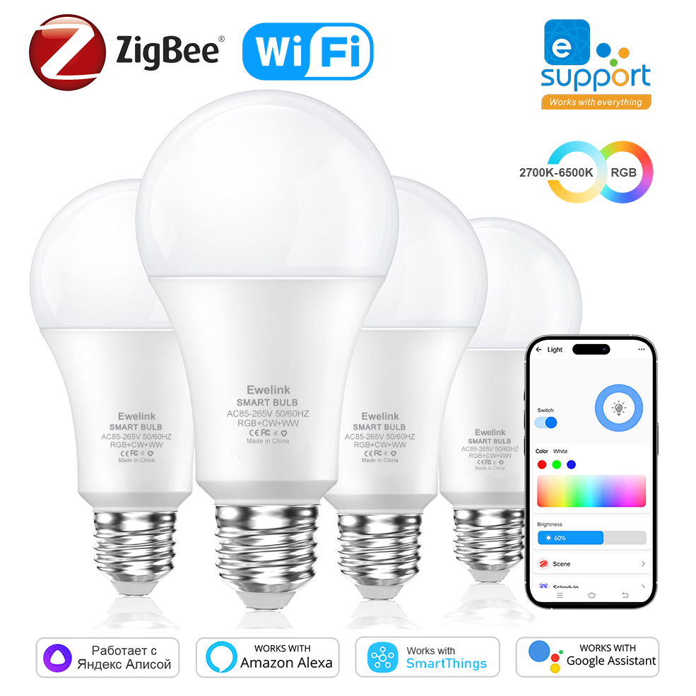 COOLO EWelink WiFi Zigbee スマート LED 電球 15 ワット 18 ワット E27 調光可能なランプは Alexa Google ホーム Smartthings Yandex アリスで動作します