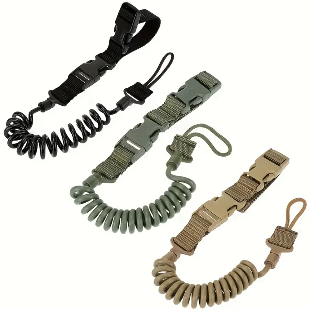 Cordão de mola multiuso ao ar livre resistente ao desgaste elástico chaveiro corda de segurança anti perda cordão tático militar