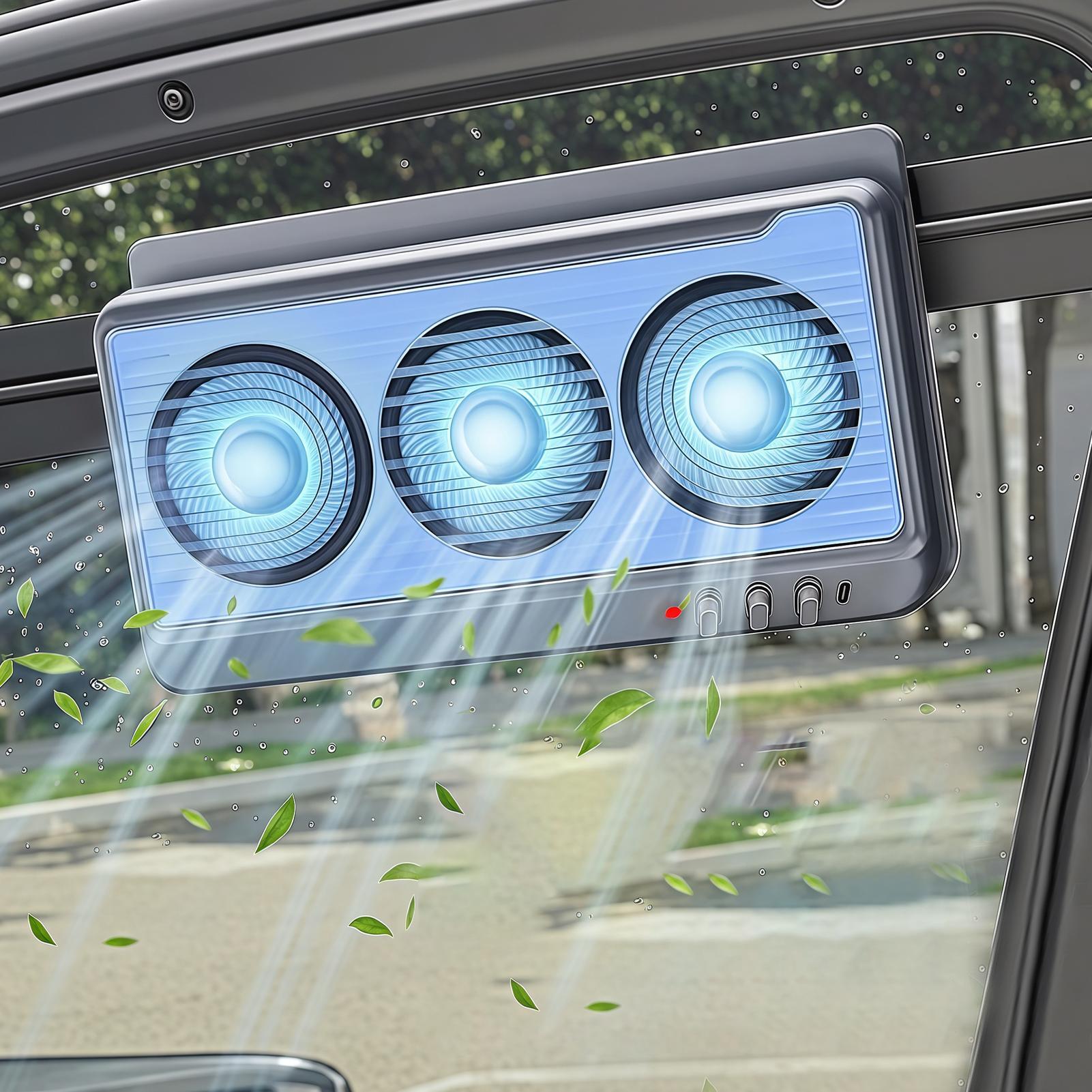 Ventilador solar para coche, ventilador de escape solar para coche, ventilador de refrigeración para SUV, radiador giratorio de tres canales, circulador de aire silencioso para viajes en RV