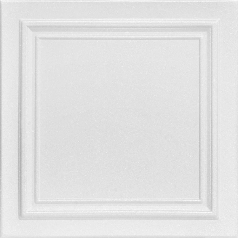CEILINGS R24 Line Art Foam Glue-up Ceiling Tile (128 sq. ft./Case), Pack of 48, Plain White