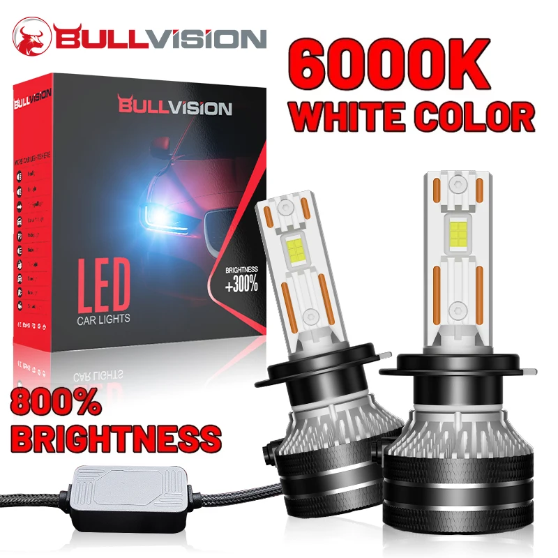 Светодиодные фары Bullvision H4 H7 H1 H11 H8 9005 HB3 9006 HB4 9012 HIR2 880 881 H27 9007 9008 H13 5570 CSP Canbus для автомобилей, противотуманные фары