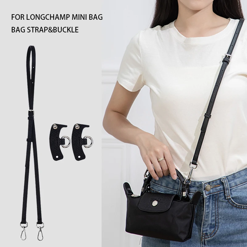 Conjunto de alça de bolsa para longchamp mini bolinho saco punch-livre modificação crossbody couro genuíno alça de ombro saco acessórios