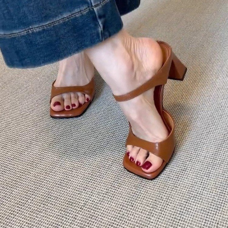 Dames sandalen met hoge hakken: Nieuwe zomercollectie 2026 – Sandalen met vierkante neus, chunky hak en hoogteverhogend effect voor buitengebruik