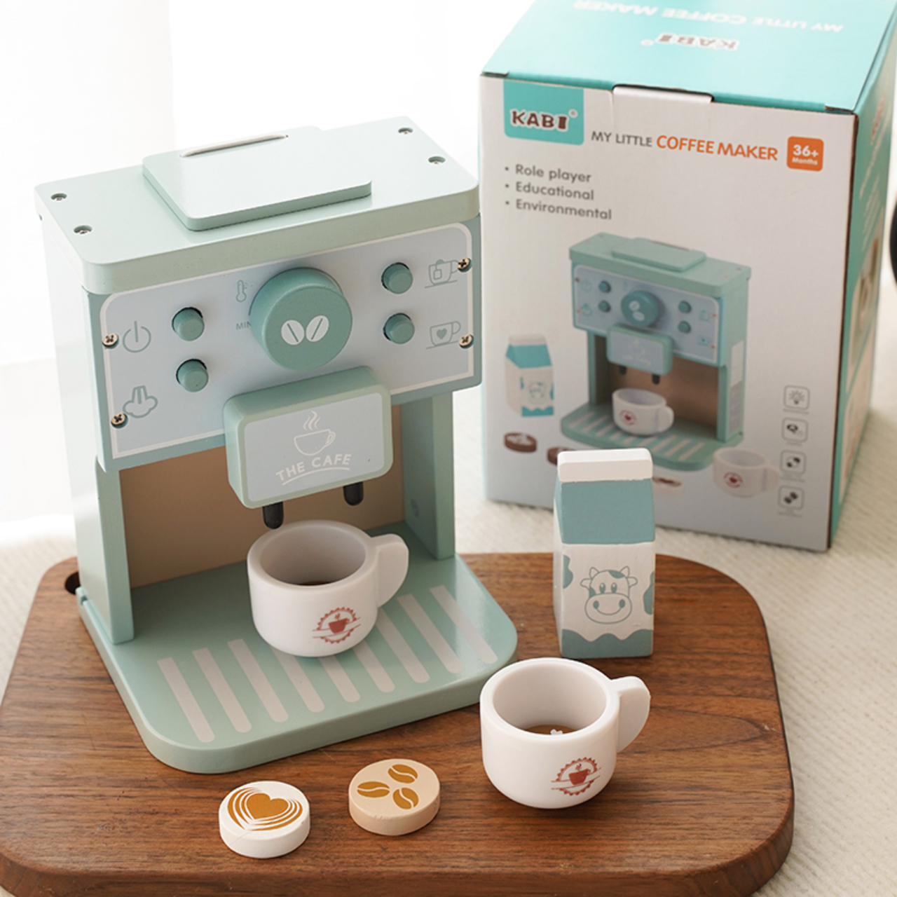 キッズキッチンおもちゃセット木製コーヒーメーカーセットシミュレーションクッキーごっこ遊び知育玩具ギフト女の子男の子