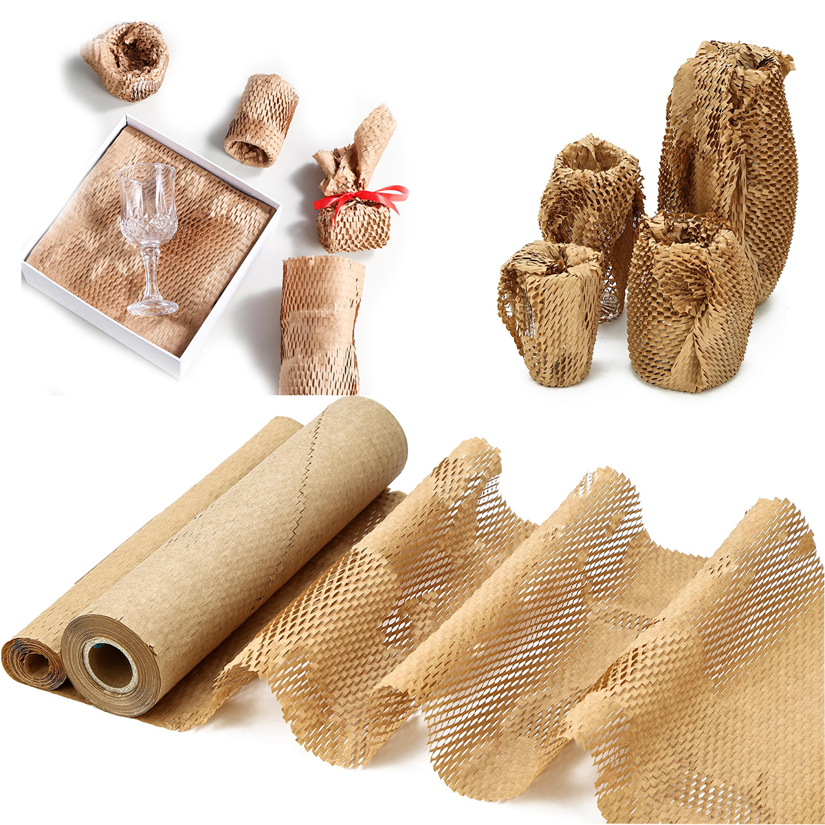 Venta al por mayor de amortiguación de papel de embalaje de panal para cajas de envío, embalaje de regalo, protección contra choques 100% reciclable