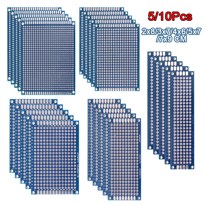 5/10PCS PCB Board Prototype Board Blauw 2x8/3x7/4x6/5x7/7x9cm Dubbelzijdig Printplaten Voor DIY Solderen Project