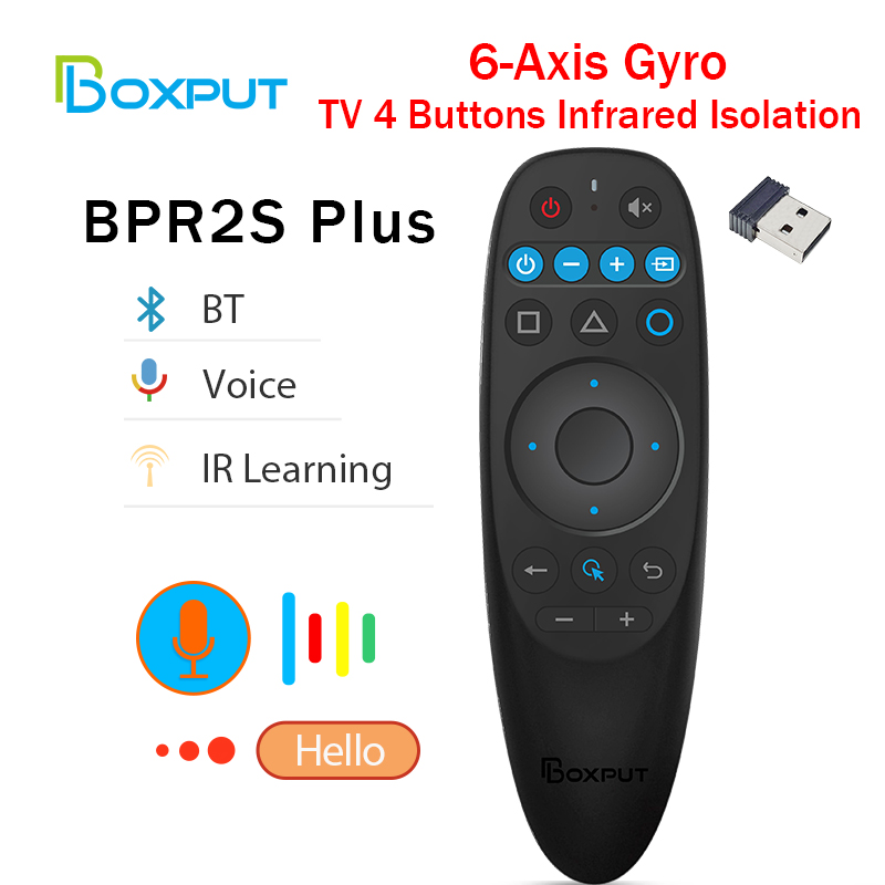 Control Remoto Inalámbrico IR BOXPUT BPR2S PLUS G10S 2.4G, Control Remoto Inteligente con Control por Voz BLE y Air Mouse para Android TV Box y PC