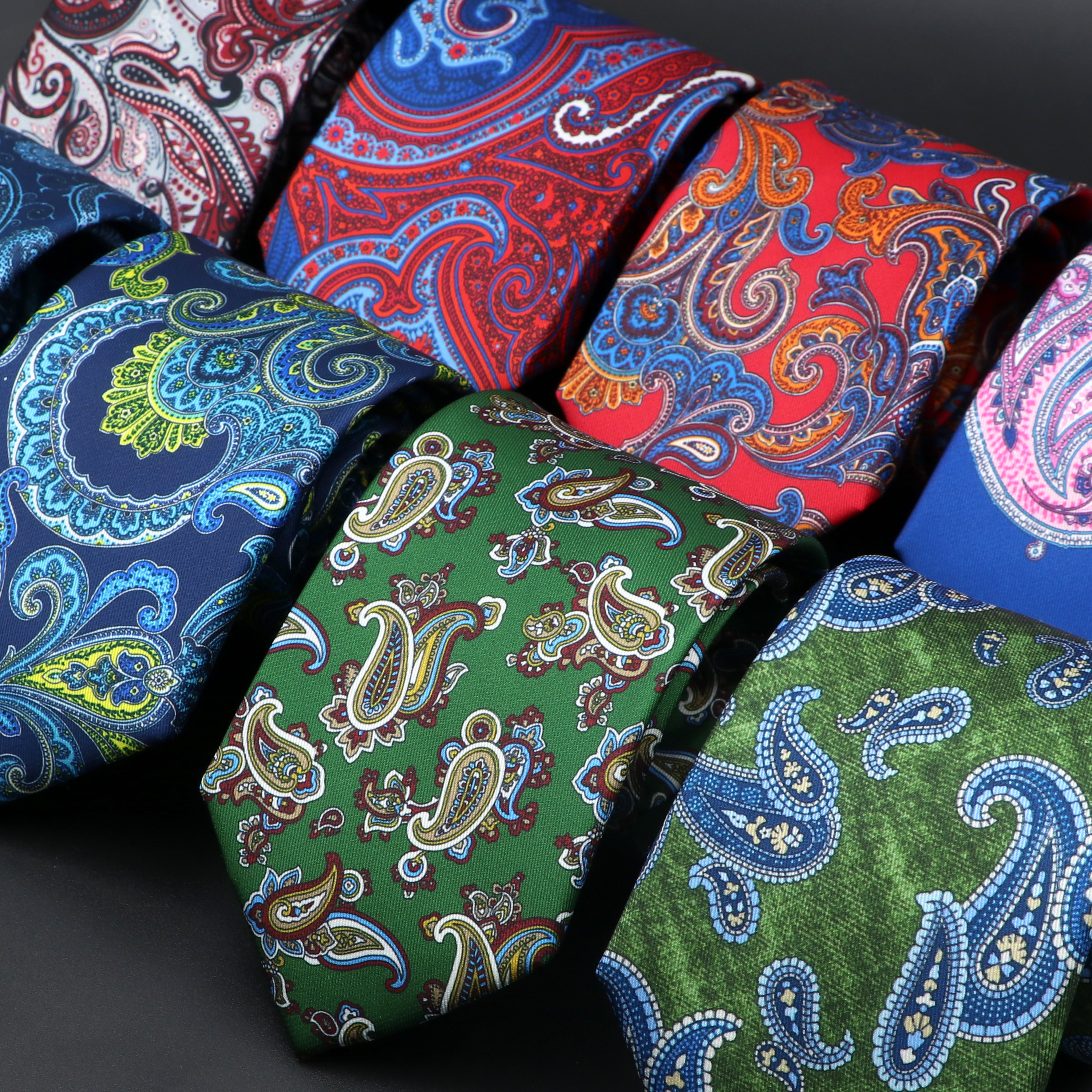 Nowa moda męska Paisley jedwabny krawat 7.5cm niebieski zielony fioletowy krawat wysokiej jakości wąski krawat na wesele prezent biznesowy