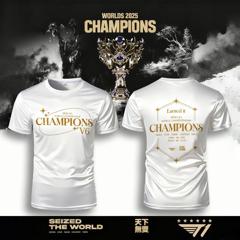 Шестизвездочный трикотаж T1 SKT Esports S15 World Championship Winner Faker Fan V6, памятный топ, мужская и женская дышащая футболка
