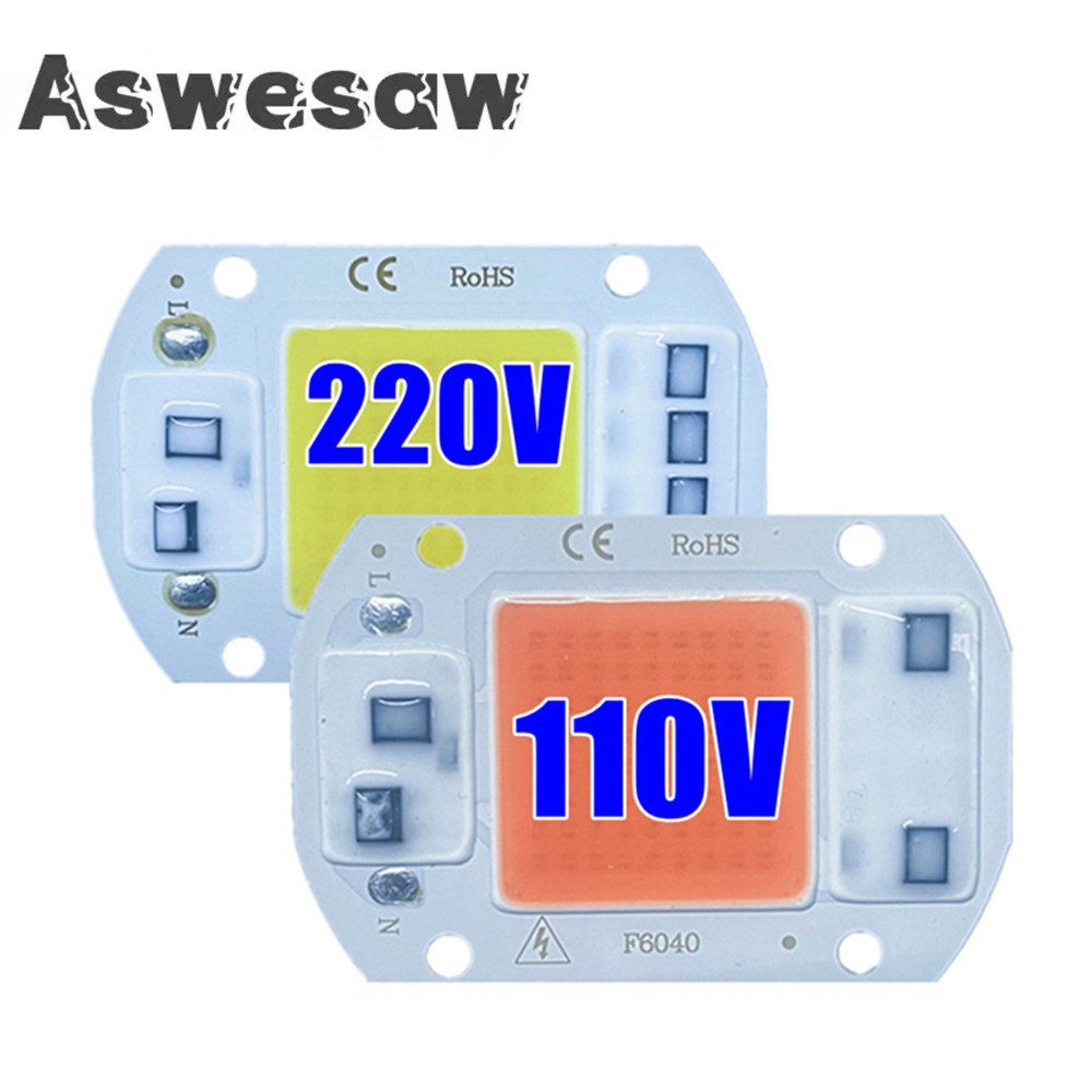 Puce LED AC 220V 110V 10W 20W 30W 50W, puce COB, pas besoin de pilote, perles de lampe LED pour projecteur de lumière d'inondation, éclairage DIY