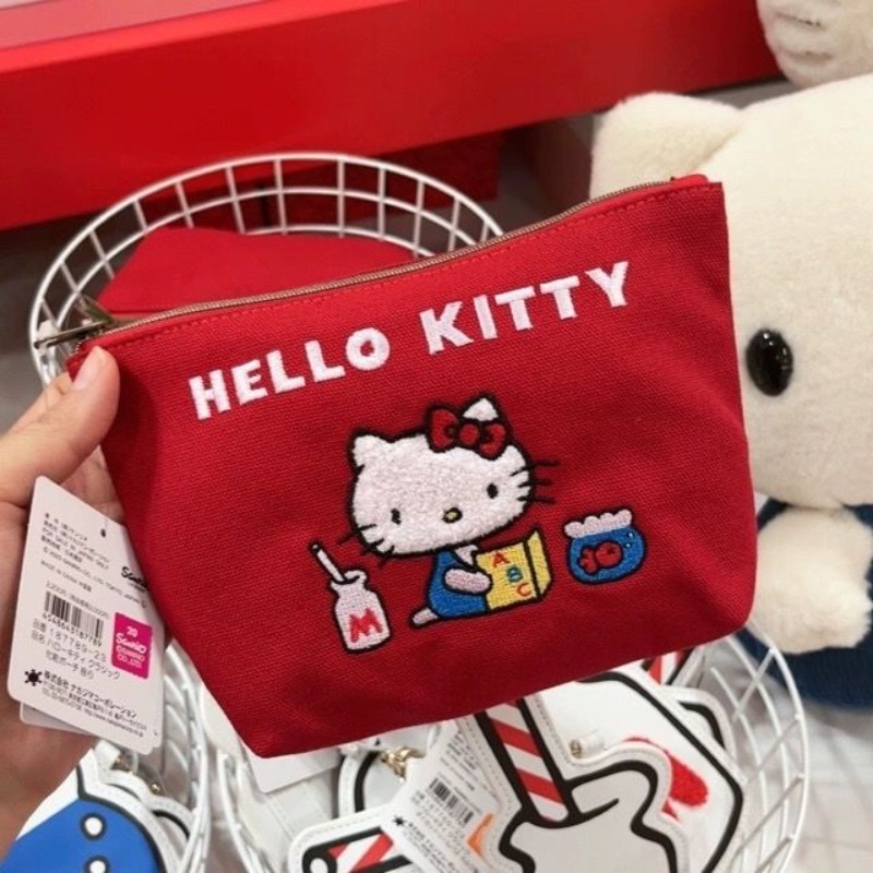 Bolsa de maquillaje de gran capacidad para mujer, color rojo, Kawaii, bolsa de almacenamiento de viaje para niñas, billetera cero, regalos