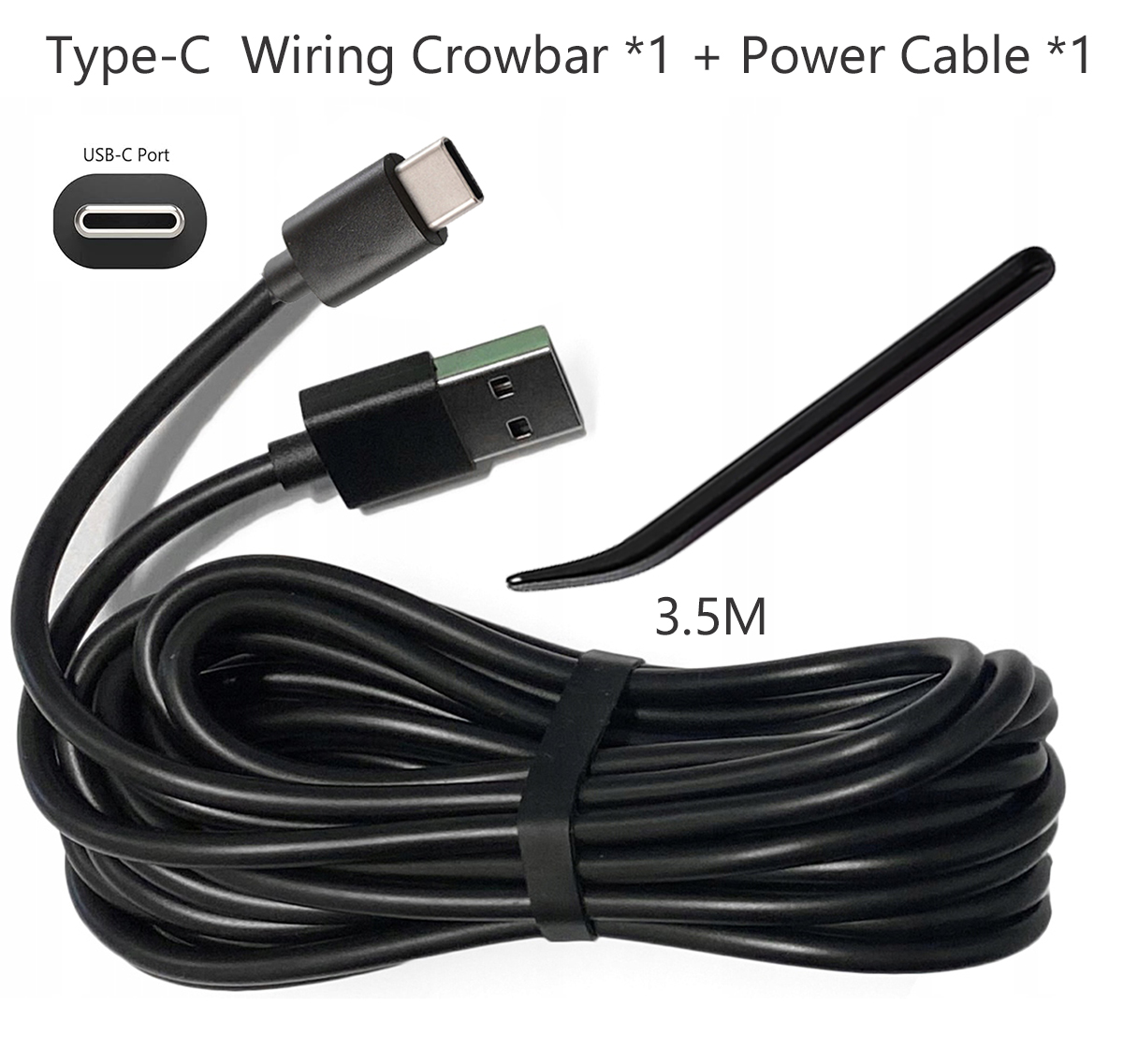 Para cable de carga USB tipo C 70mai para 70mai X800 / X200 / A810 / M310 / A510 / A410 / M500 / A800se a810s Cable de alimentación USB dual