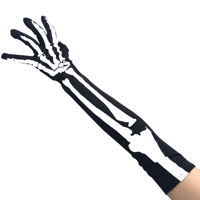 Halloween unisex dorosły szkielet czaszka pełne palce długie rękawiczki dla kobiet Cosplay Stretch gotyckie rękawiczki rowerowe akcesoria
