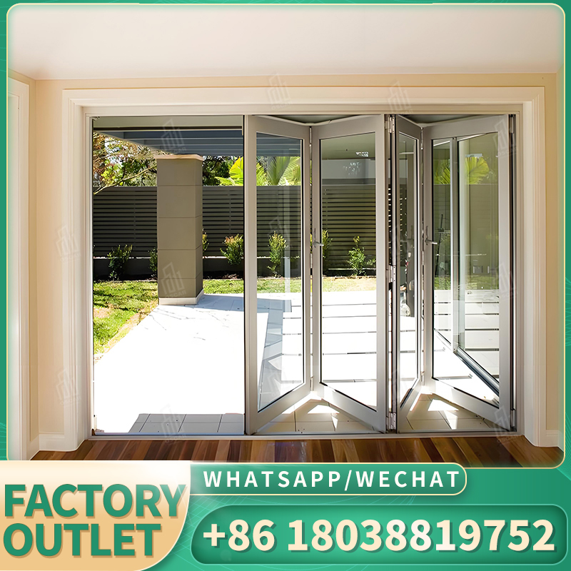 Puertas plegables interiores Oscaracsoing de diferentes tamaños, precio de fábrica de alta calidad/ventanas plegables verticales de aluminio