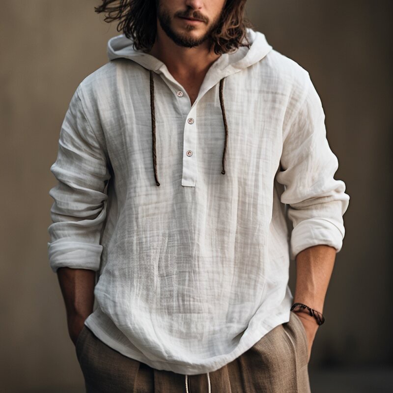 2024 nueva blusa informal para hombre, camisa de lino y algodón, camisetas holgadas, camiseta de manga larga, camisas informales para primavera y otoño para hombre