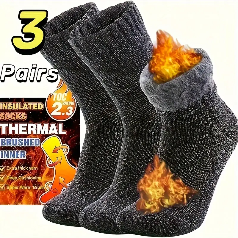 Chaussettes thermiques en coton pour femmes et grandes filles, chaussettes de bottes pour l'optique, chaussettes chaudes d'extérieur, chaussettes douces et chaudes, chaussettes classiques pour l'hiver, 3 paires