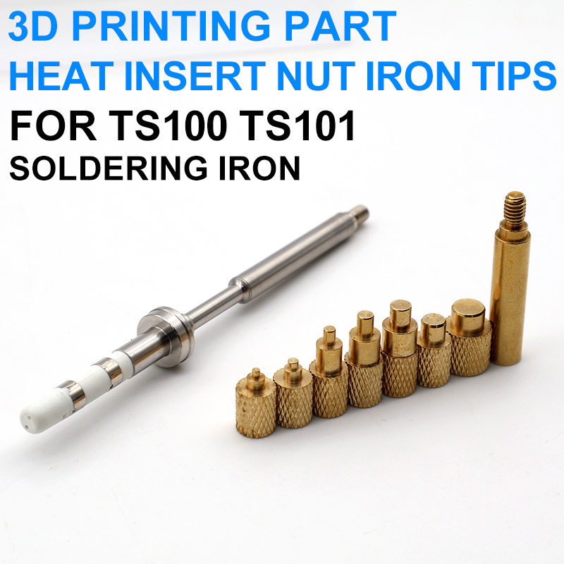 ความร้อนใส่อ่อนนุชเหล็กเคล็ดลับ TS100 TS101 หัวแร้งบัดกรีใส่ด้ายภายในหัว M2-M8 ทองเหลือง Hot Melt ใส่ NUT ใส่