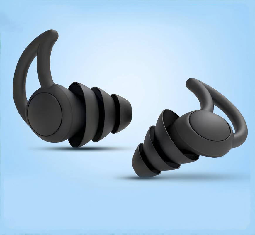 CCSN Tampões para os ouvidos de 3 camadas para proteção auditiva com cancelamento de ruído de silicone para dormir, tampões para os ouvidos reutilizáveis macios para dormir