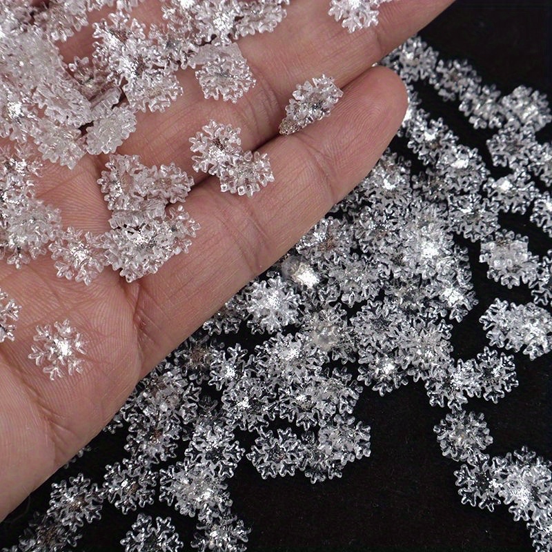 60 Buah Kepingan Salju Berkilau Mini untuk Kerajinan, Ornamen Kepingan Salju Berkilau untuk Seni Kuku DIY Pesta Musim Dingin Natal Tahun Baru