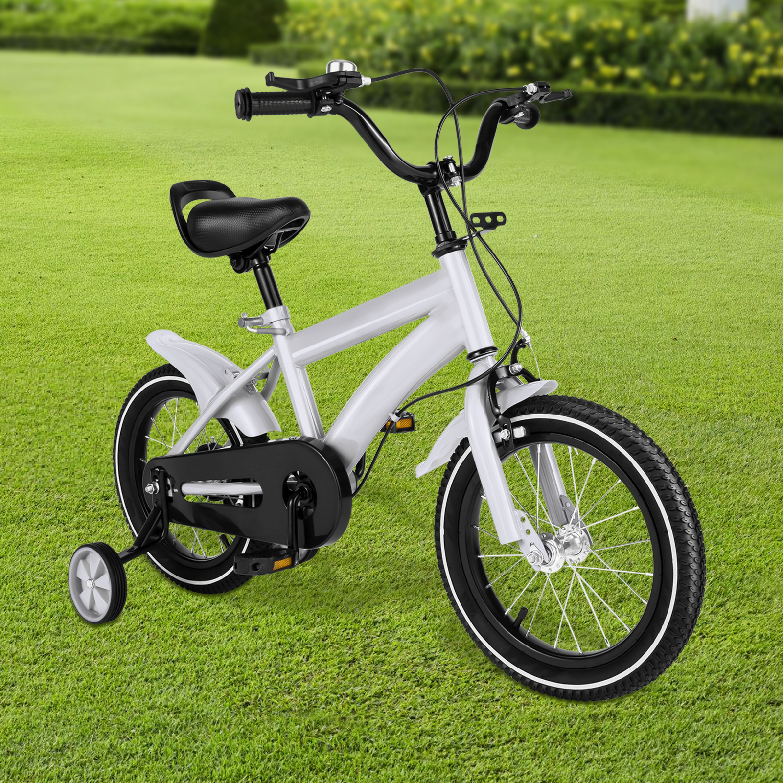 Bicicletta per bambini da 14 pollici con ruota da allenamento per ragazzi e ragazze di 2-5 anni, bici per bambini regolabile in altezza bianco/giallo/rosso/blu