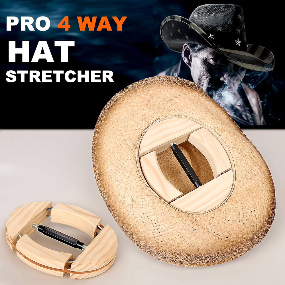 Repacego 4-voudig verstelbare houten hoedbrancard Cap Shape Mointainer Premium Fedora hoedenrek voor opslag Cowboy Baseball-houders
