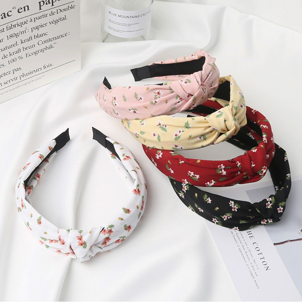 Bando motif sederhana tepi lebar wanita, ikat kepala kain simpul 2024