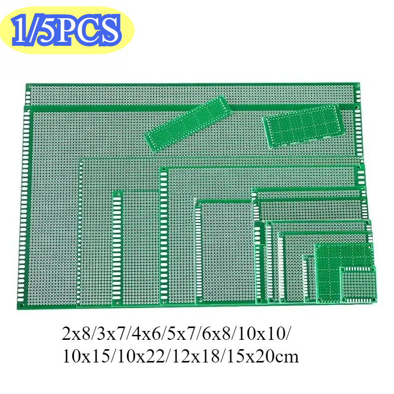 1/5 Uds PCB de un solo lado 15x20 12x18 10x15 2x8 4x6 5x7 6x8cm placa de circuito prototipo PCB Universal para proyecto de soldadura DIY