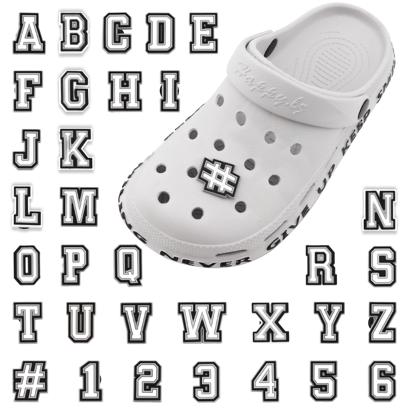 Buchstaben-Schuhanhänger für Clog-Sandalen, Schuhdekoration 0-9 #   Zahl Alphabet ABC-Z Charaktere DIY Schuhe Pins für Jungen Mädchen Männer Frauen