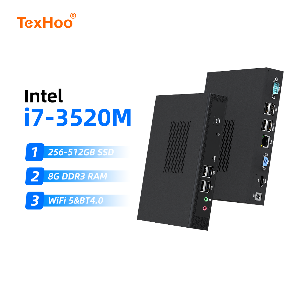 Mini PC TexHoo Intel i3/i5/i7 ITX, PC Portátil con Windows 10 Pro, 8GB DDR3L, 256GB SSD, WiFi de Doble Banda + BT, 4K a 60Hz, Mini Computadora de Oficina
