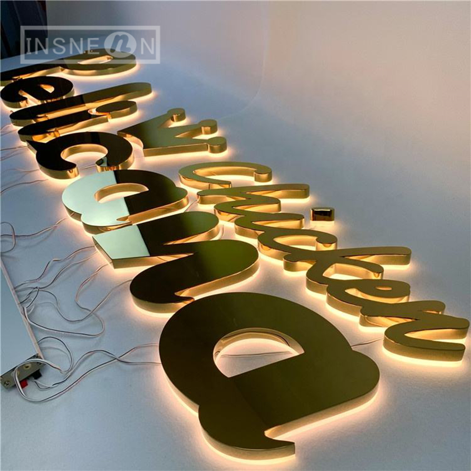 Letrero LED de Metal personalizado, letras luminosas de acero inoxidable, logotipo de tienda de empresa interior exterior, decoración de pared, señalización de luz iluminada