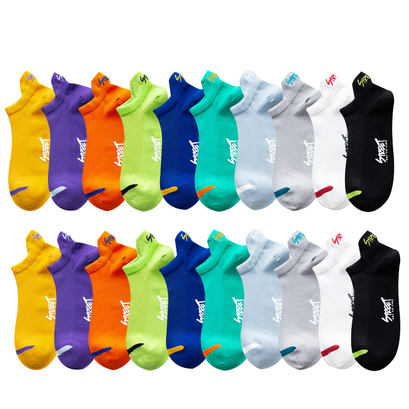 5/10/20 pares de calcetines tobilleros invisibles de Color brillante para hombre, calcetines transpirables de moda urbana, desodorante deportivo, calcetines invisibles para correr y viajar