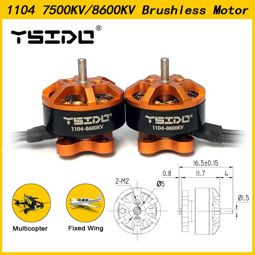 4 Uds YSIDO 1104 7500KV 8600KV Motor sin escobillas para RC Drone 90-110mm FPV Racing Multirotor Quadcopter Alpha A75 Beta75X Crux3