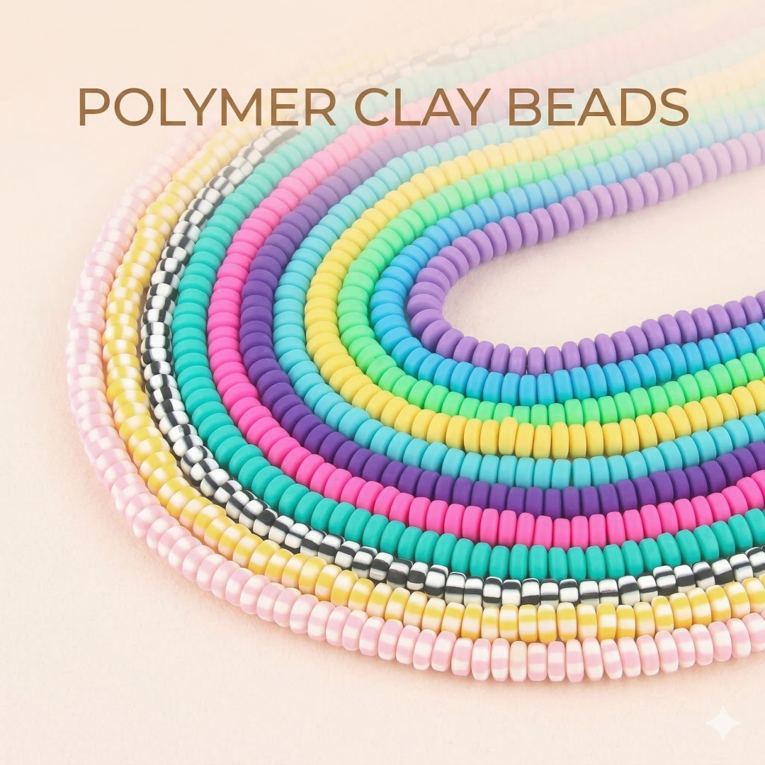 7x3mm 110pcs แบนรอบ Abacus Polymer Clay ลูกปัด Ellipse Spacer หลวม Handmade ลูกปัดสําหรับเครื่องประดับทําสร้อยข้อมือ DIY Charm