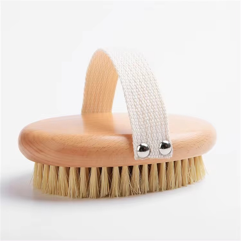 100% Natuurlijke Veganistische Sisal Borstelhaar Exfoliërende Borstel Bamboe Houten Handvat Douche Droge Lichaamshuid Badborstelsteun Logo 1 Stuks