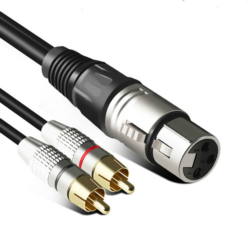 Ligne Audio Rca ligne 2RCA vers XLR mâle/femelle Double Lotus vers câble Audio 0.3 mètres fil de cuivre nu à trois cœurs
