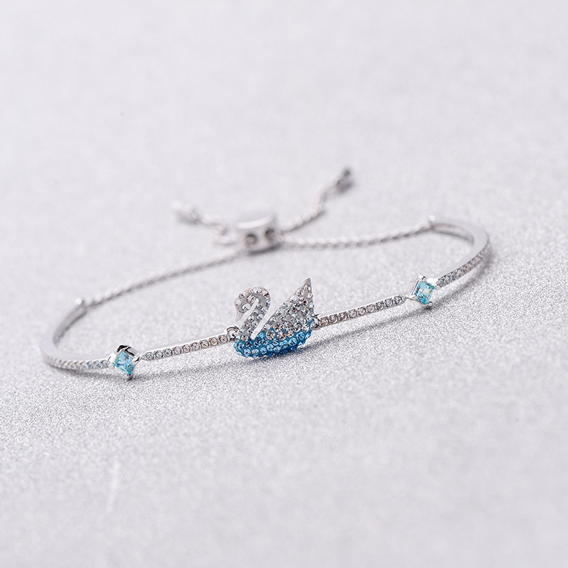 Bracelets et boucles d'oreilles légers et luxueux, bijoux cygne en cristal, pour femme, à porter au quotidien, assortis aux vêtements