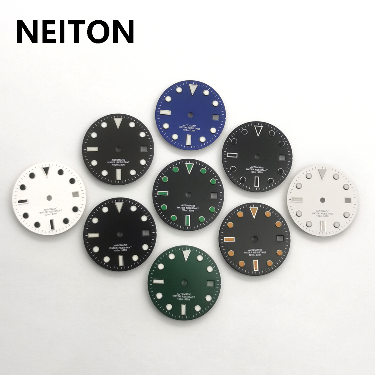 NEITON 28.5mm Dial Jam Tangan Steril Biru Bercahaya Cocok untuk Miyota 8205 8215 821A NH35 ETA 2836 2824 Mingzhu DG2813 3804 Movement
