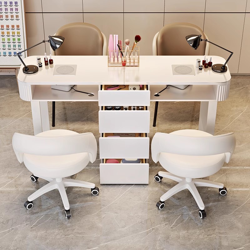 Escritorio De uñas moderno italiano con cajones, Mesa De almacenamiento rústica nórdica para manicura, muebles De salón Premium elegantes