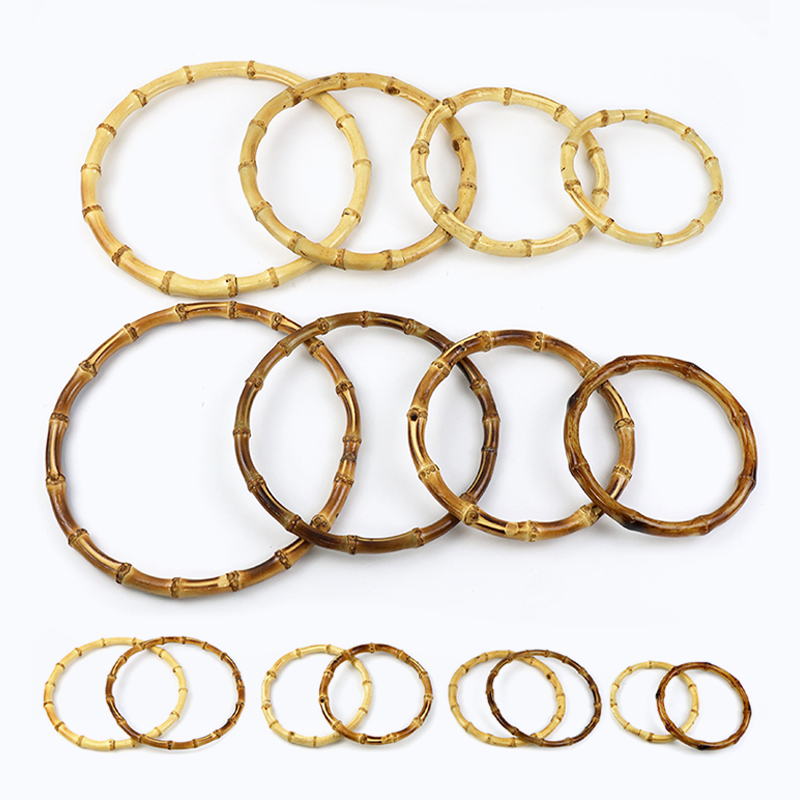 1/2Pcs Deepeel 7-18cm Round Bamboo Handles Handbag Purse Frame Closure Woven Bag Handle DIY Handmade Replacement Accessories