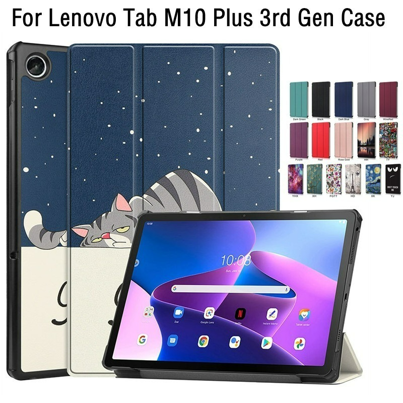 Dla Lenovo Xiaoxin Pad 2022 10.6 "Tab M10 Plus 3rd Gen Case TB128FU TB125FU Funda Tablet składana trzykrotnie magnetyczna podstawka + folia + długopis