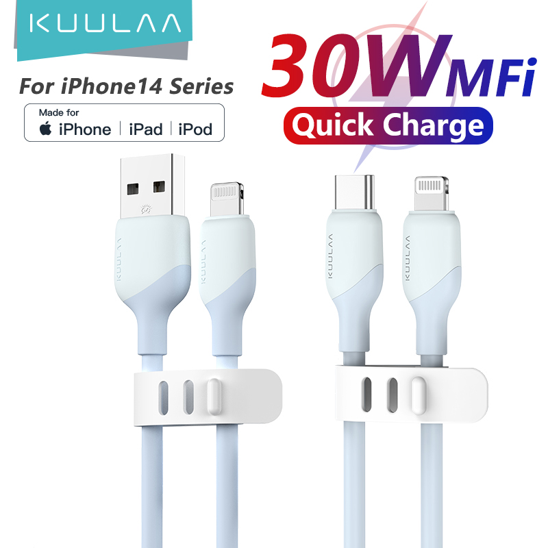KUULAA USB C Sang Cáp Lightning MFi Cho iPhone Cáp Sạc Nhanh PD 30W USB Loại C Cho iPhone 14 13 12 12 11 Pro Max X XS XR 8