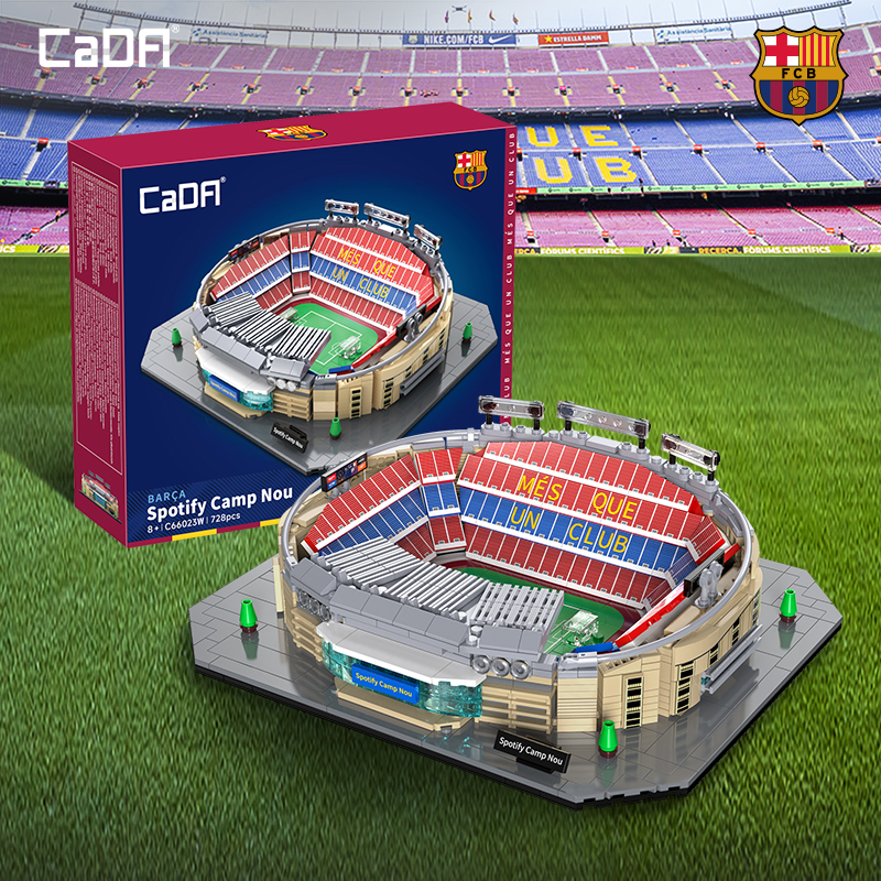 Conjunto de blocos de construção do estádio CaDA Camp Nou (Barcelona FC) / 728 peças / item de colecionador para fãs de futebol e entusiastas de blocos