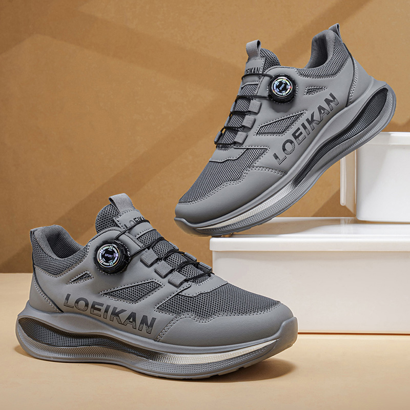 Scarpe sportive da uomo con fibbia rotante e cuscino d'aria, sneakers da corsa morbide e traspiranti in maglia antiscivolo per uso quotidiano in città, palestra, ufficio, escursionismo