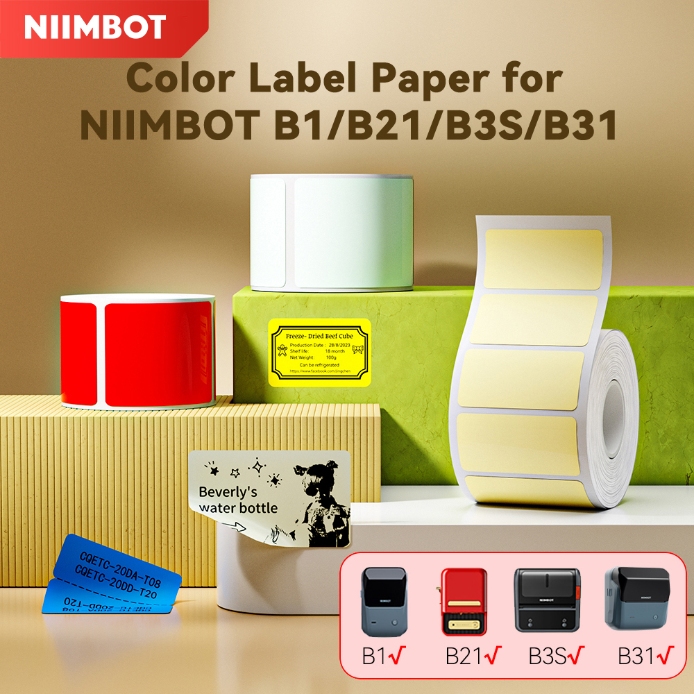 Самоклеящаяся бумага для принтера NiiMbot B1/B21/B3S/B31, красочная, устойчивая к маслам, разрыву, устойчивая к царапинам съемная бирка