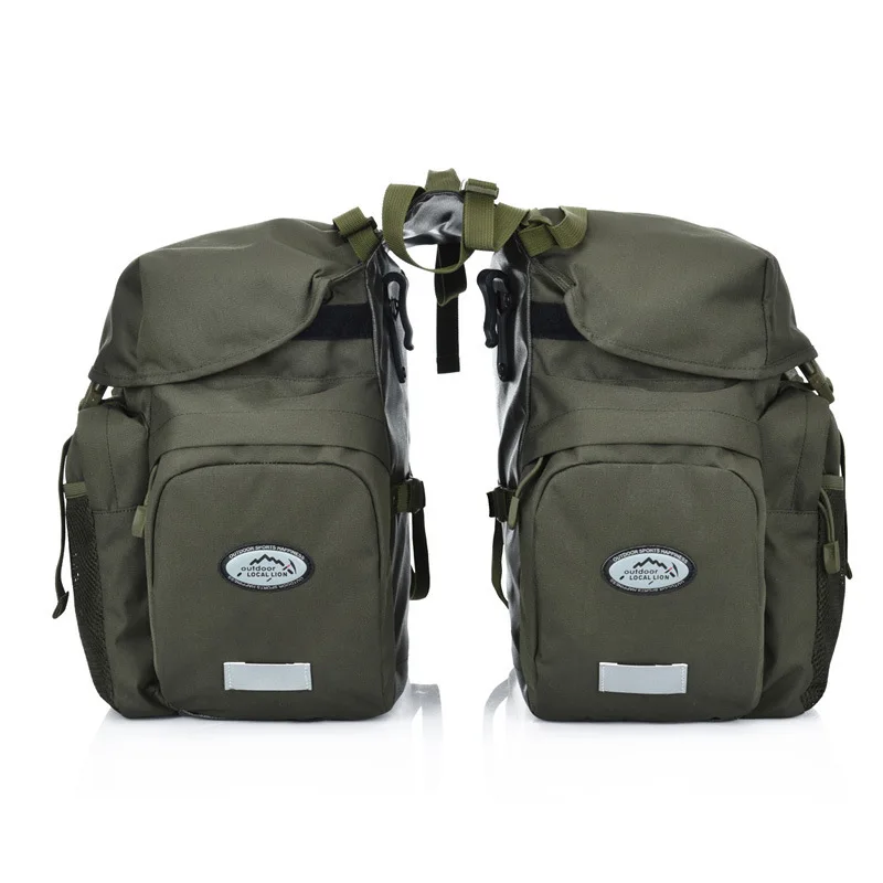 Tas sepeda 50L nilon tas sepeda belakang bagasi bagasi bagasi kursi belakang keranjang kursi reflektif tas penyimpanan bersepeda Aksesori Sepeda